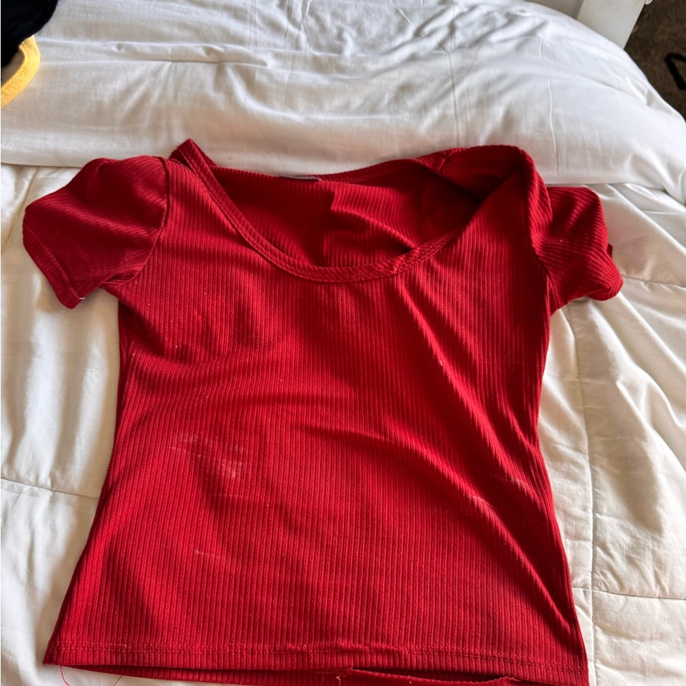 Olivia Rae Red Fitted Cap Sleeve T-Shirt